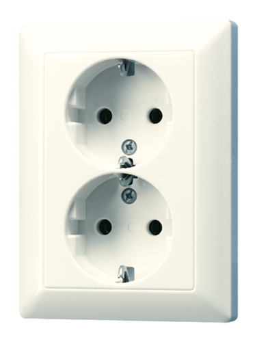 Розетка двухместная JUNG AS 500, открытый монтаж, с заземлением, бежевый