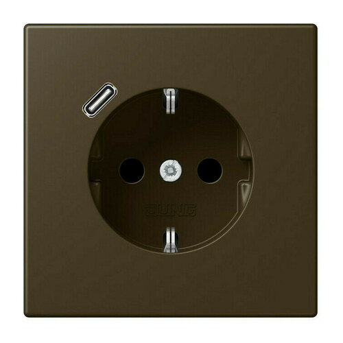 Розетка с USB Jung LS METAL, скрытый монтаж, с заземлением, античная латунь, ME1520-18CAT-L